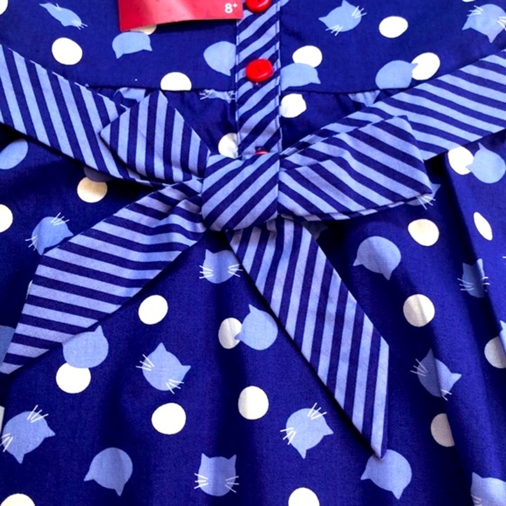 American Girl Purr-Fect Dots Dress For Girls Blue White Sleeveless Girls 6 — image 5 of 8